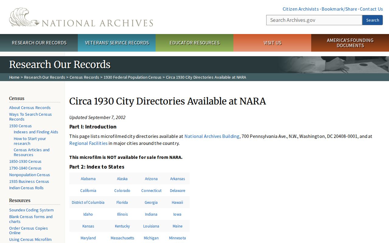 Canton Township previous residents National Archives city directory guide