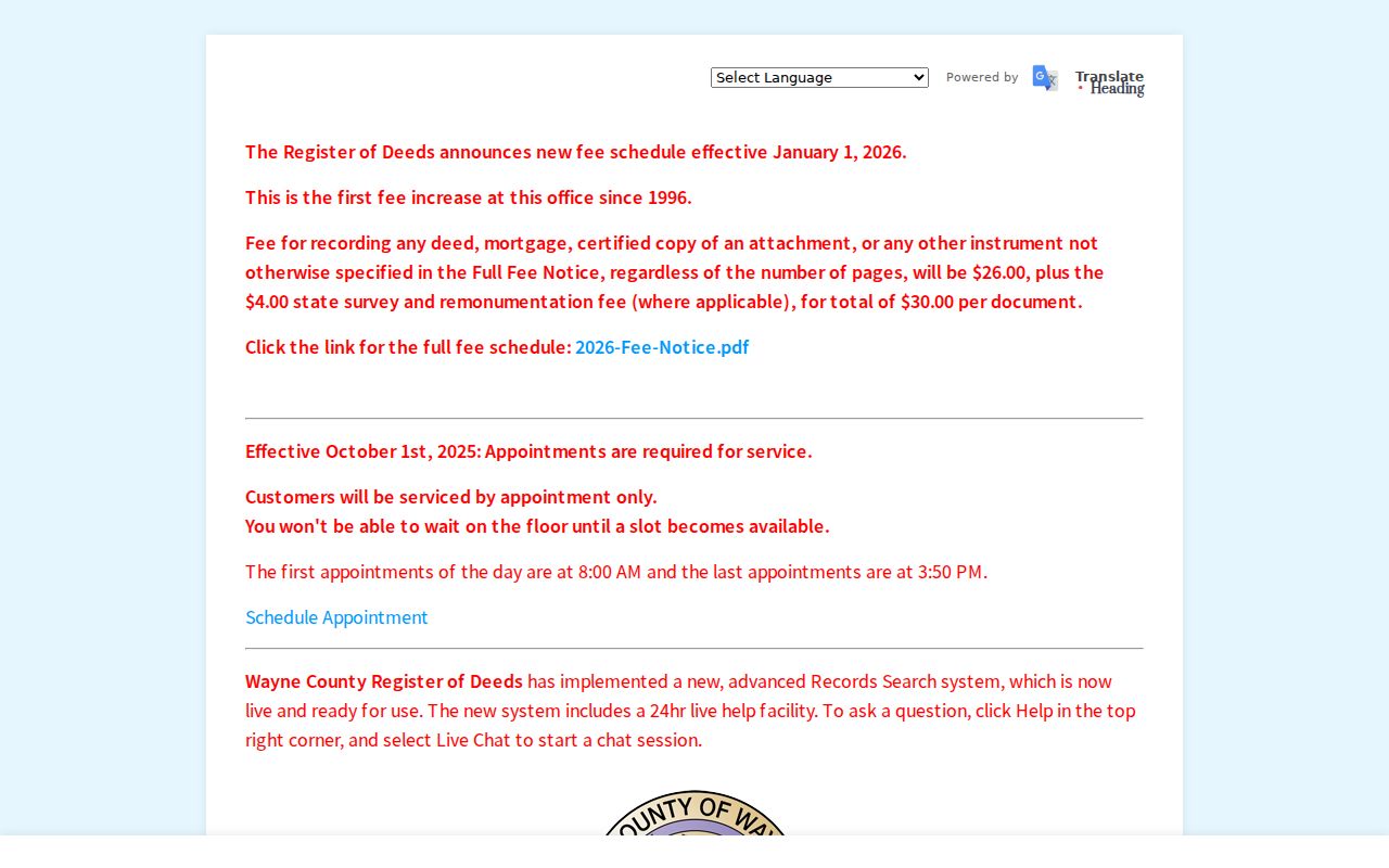 Canton Township resident records Wayne County land records search